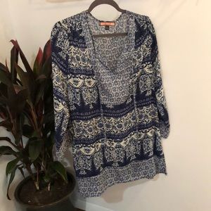 Olive Hill blue and white Chiffon tunic
